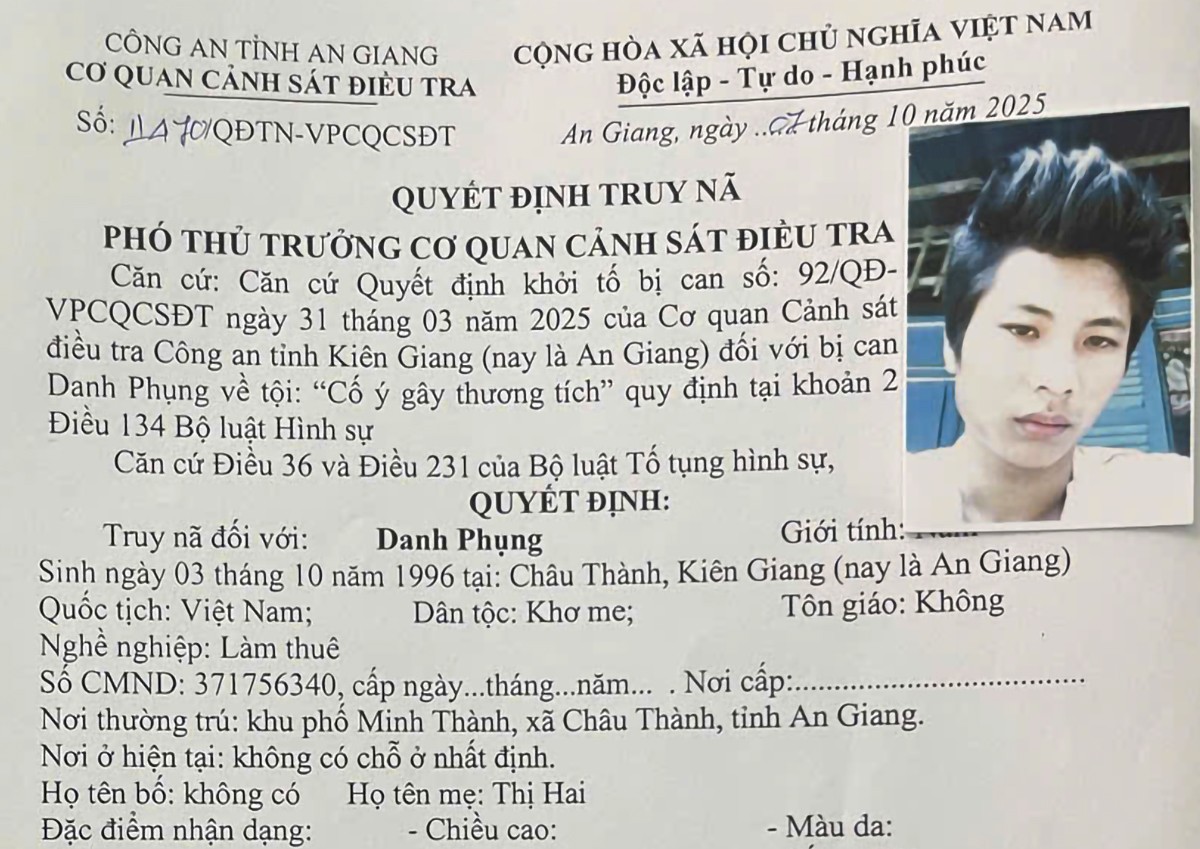 Đối tượng truy nã Danh Phụng