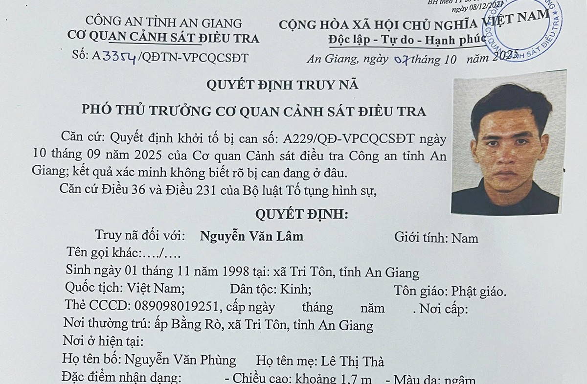 Đối tượng truy nã Lâm