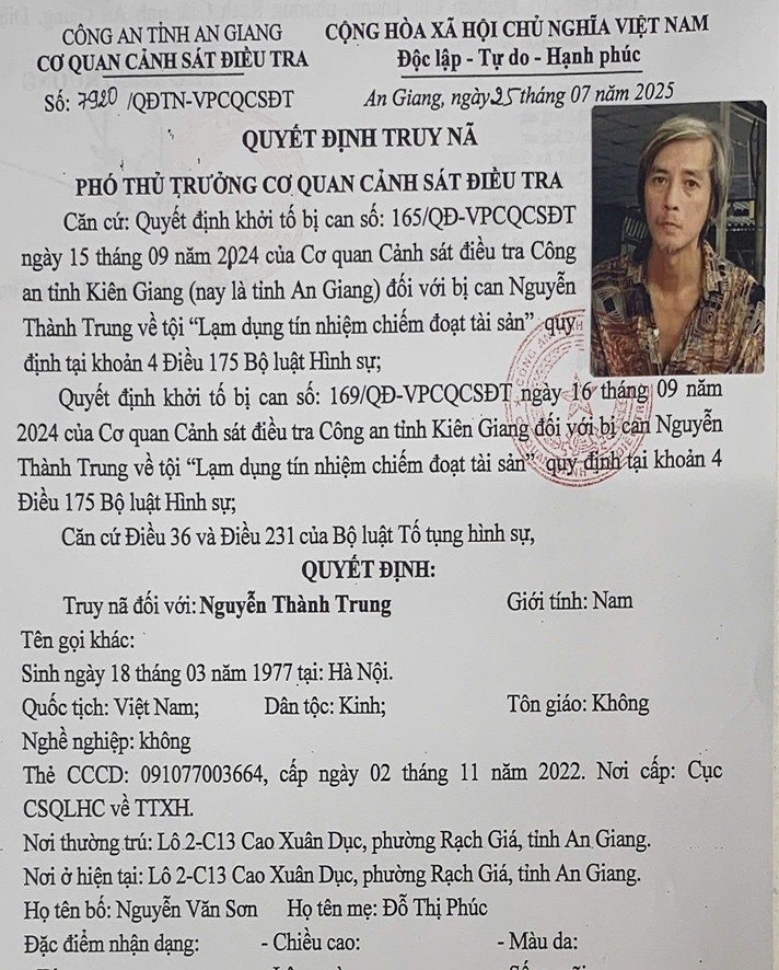 Quyết định truy nã Trung