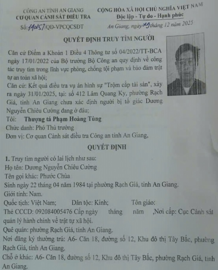 QĐ truy tìm đối tượng Cường