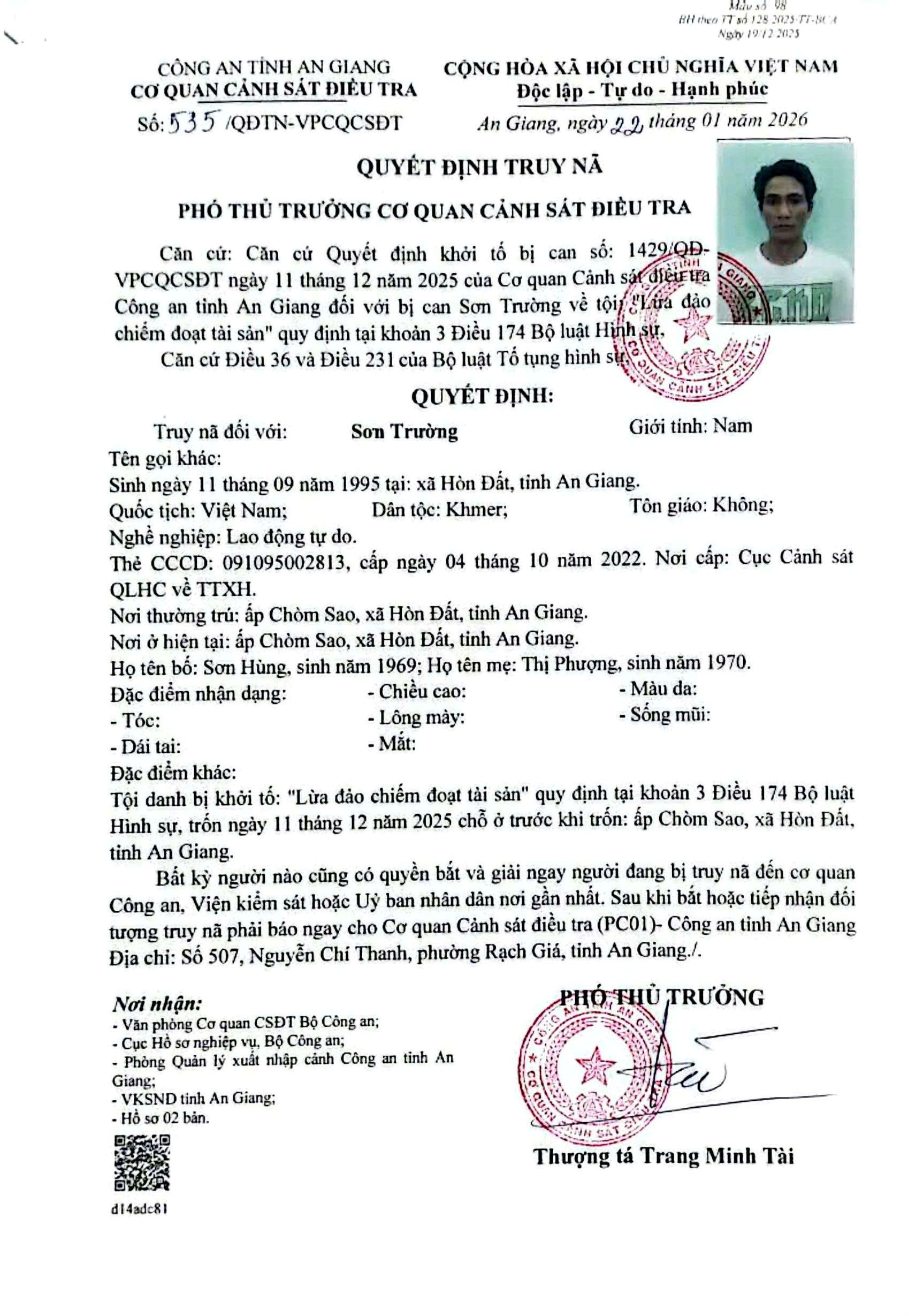 Quyết định truy nã trường sơn